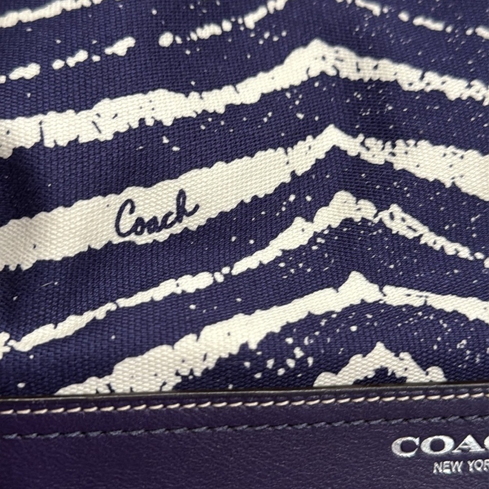 Coach Legacy Zebra Print Leather Trim Duffel Shoulder Bag in SV/Marine - Picture 13 of 16